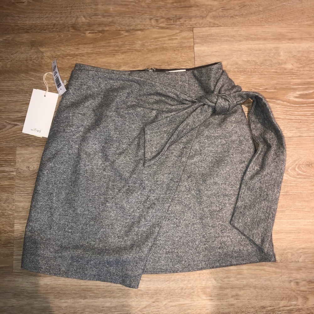 Aritzia Wilfred grey wrap front mini skirt